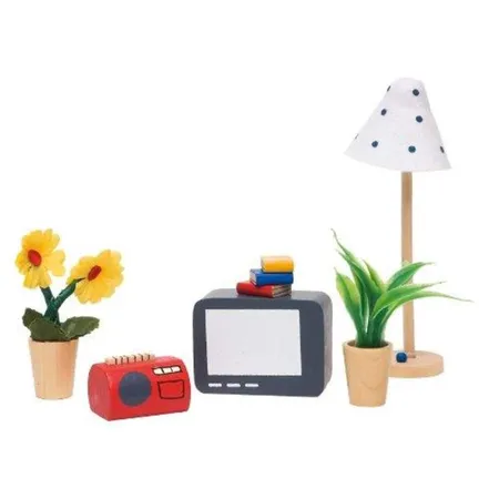 Bild von goki Puppenhausmöbel Accessoires Wohn- und Schlafzimmer (packung, 17tlg), 17-teilige Set aus hochwertigen Materialien
