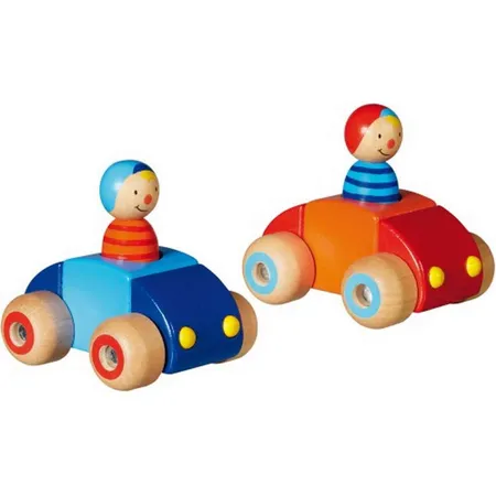 Bild von goki Spielzeug-Auto Auto Set mit Männchen und Hupe Blau und Rot 2er Set, (Spar Set, spar set), Mit Huppe