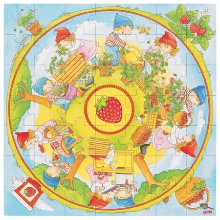 Bild von Goki 57442 Puzzle XXL Erdbeeranbau Rätsel, Mehrfarbig (Mehrfarbig)