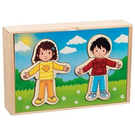 Bild von goki Anziehpuppe Anziehpuppenpuzzle Junge und Mädchen (Packung, 36-tlg., box), 36 Möglichkeiten für das Outfit