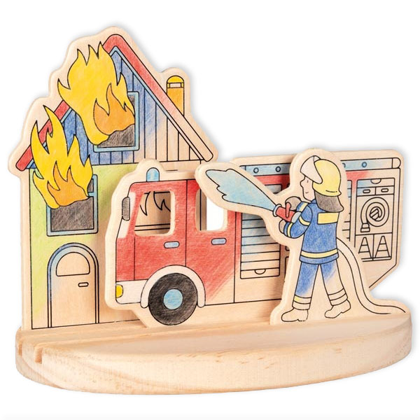 Bild von Holzbild "Feuerwehr" zum Ausmalen und Aufstellen