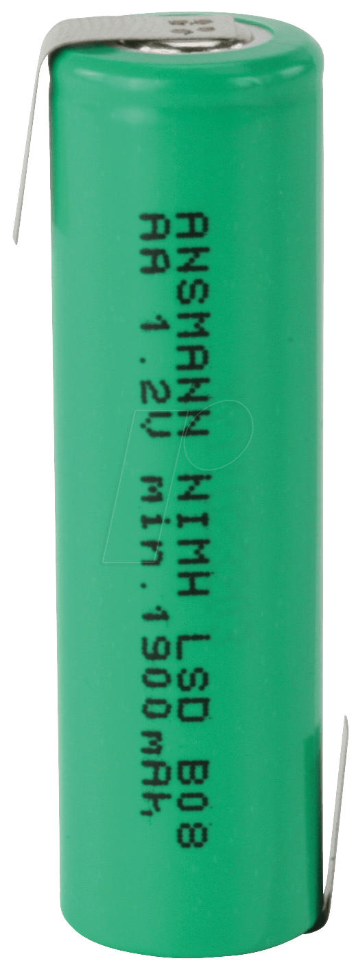 Bild von Ansmann AA Flat Top Akku mit Lötfahne [1er Pack] 1900mAh 1,2V NiMH Akku mit Z-Tags - NICHT GEEIGNET FÜR VAPES