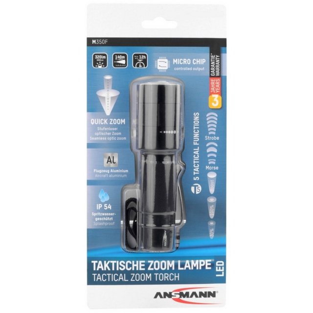 Bild von ANS 1600-0172 - LED-Taschenlampe M350F, 320 lm, schwarz, 4x AAA (Micro)