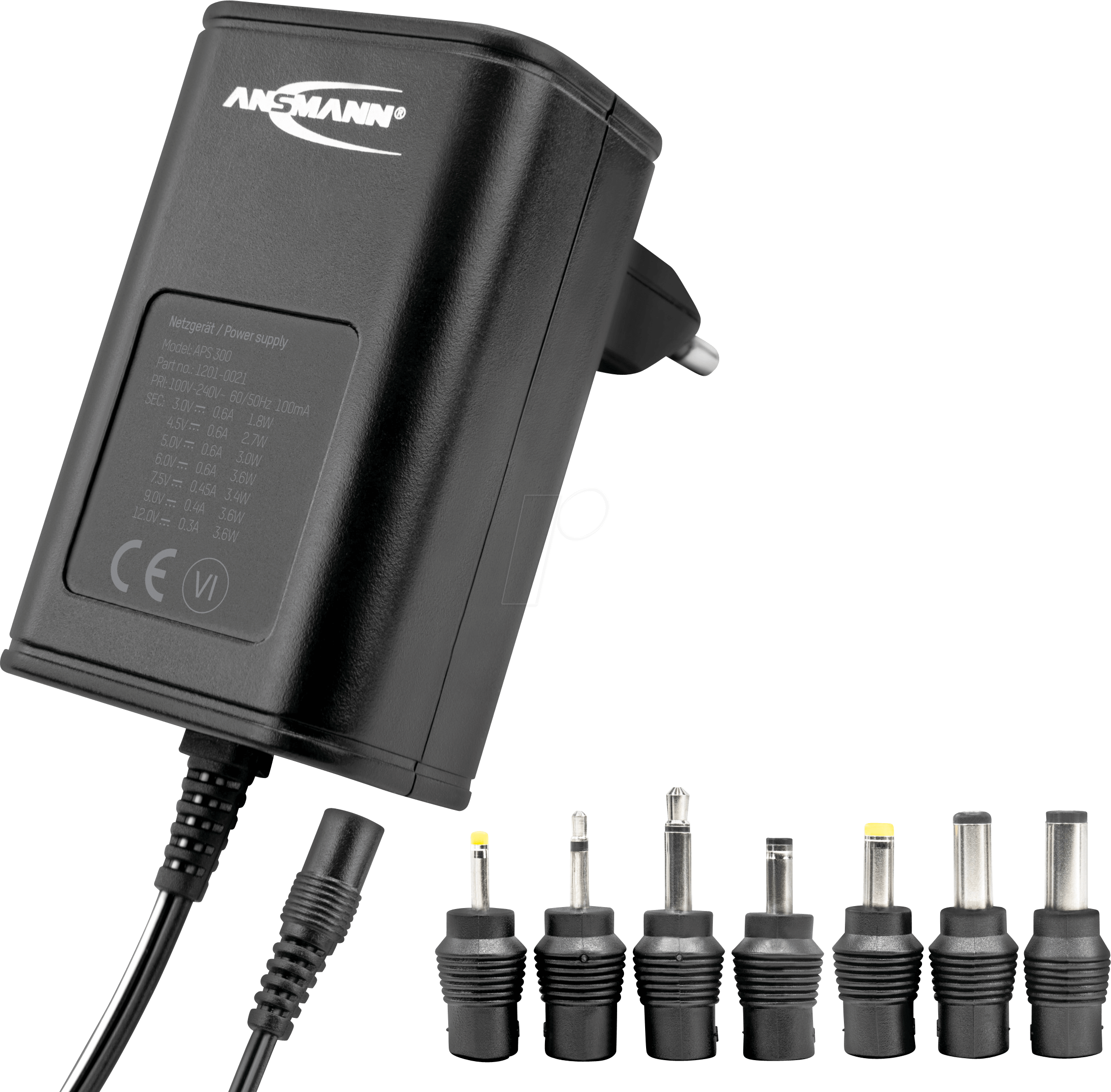 Bild von ANSMANN AG Ansmann 1201-0021 Steckernetzteil, einstellbar 12 V/DC, 9 V/DC, 7.5 V/ Steckernetzteil