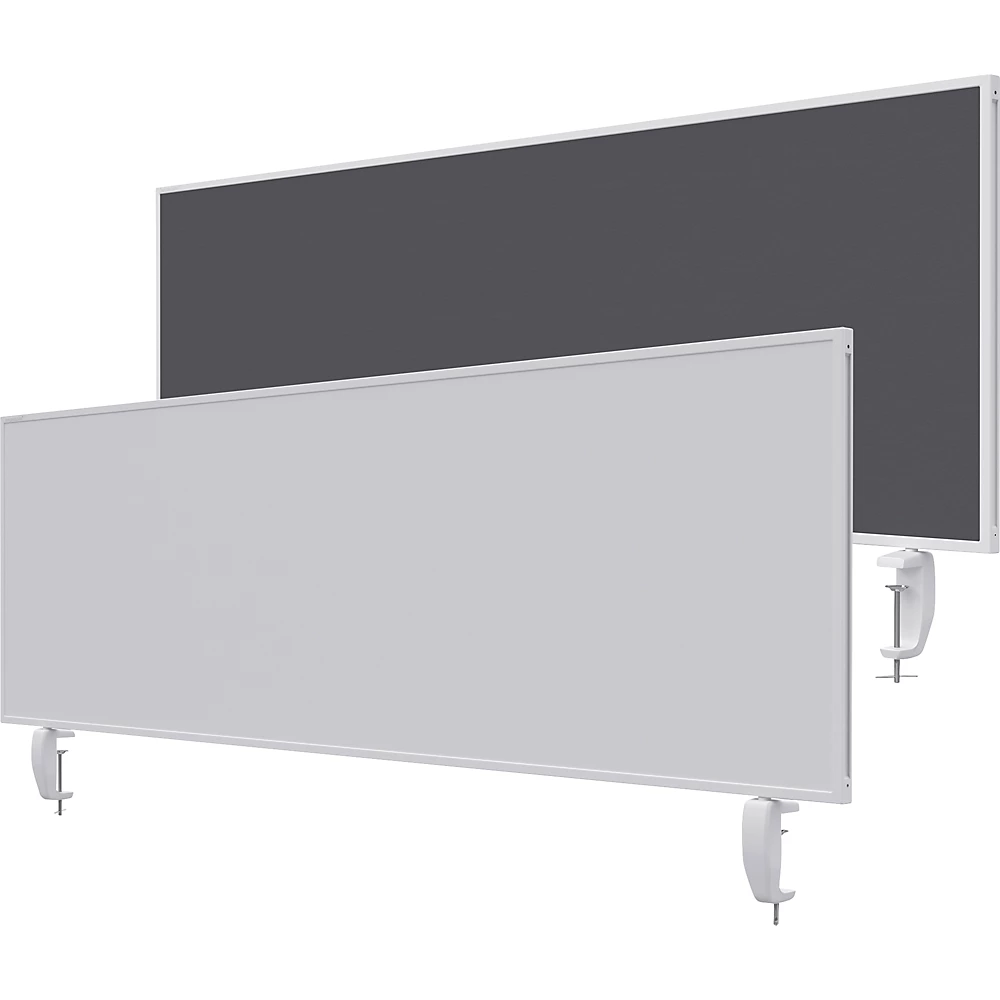Bild von magnetoplan | Tischtrennwand VarioPin | Whiteboard/Filz | Breite 1600 mm | grau