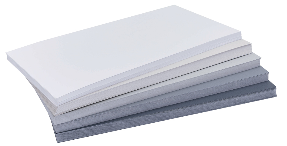 Bild von magnetoplan Kommunikationskarten Set "Grey", 20 x 10 cm, blanko Karteikarten in 5 Graustufen, 120 g/m², 250 Stück aus FSC-Papier, kunststofffrei verpackt