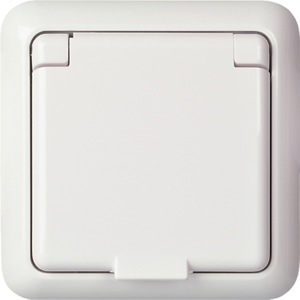Bild von Schneider Electric Elso 225044 Steckdose Klappdeckel 16A komplett FASHION, IP44, Schutzkontaktsteckdose, Steckklemme, reinweiß, Made in Germany