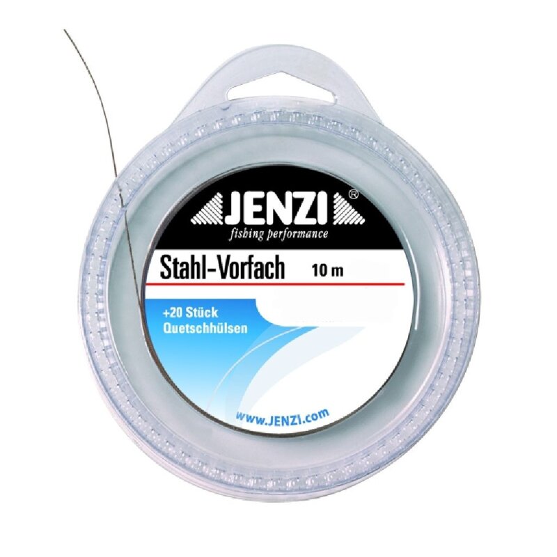 Bild von JENZI 1x7 Stahlvorfach Spule inkl. Quetschhülsen 15kg 10m... (0,33 € pro 1 m)
