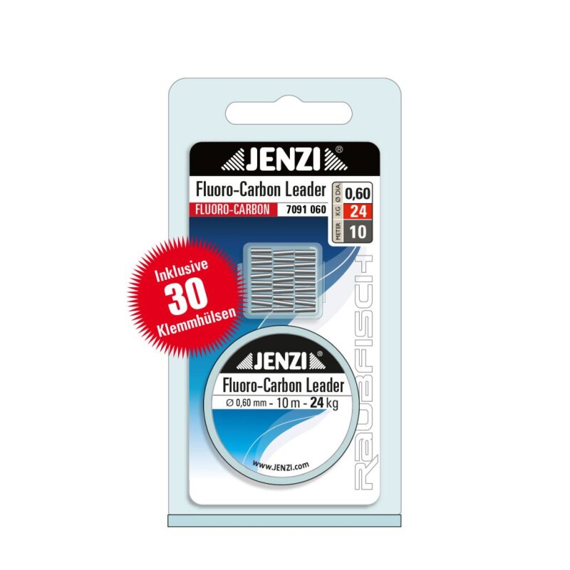 Bild von JENZI Fluorocarbon Leader mit Klemmhülsen 0,6mm 24kg 10m... (0,90 € pro 1 m)