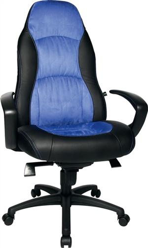Bild von Chefsessel Kunstleder/Microfaser, schwarz/blau m.Knie-Wipptechnik 420-500mm