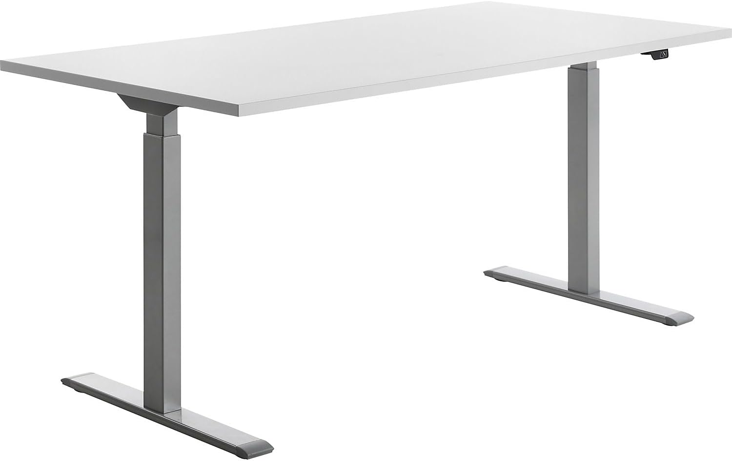 Bild von Topstar E-Table elektrisch höhenverstellbarer Schreibtisch weiß rechteckig, T-Fuß-Gestell grau 160,0 x 80,0 cm