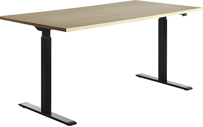 Bild von Topstar E-Table elektrisch höhenverstellbarer Schreibtisch ahorn rechteckig, T-Fuß-Gestell schwarz 160,0 x 80,0 cm