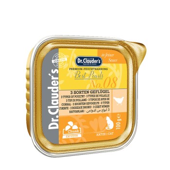 Bild von Dr. Clauder's Premium 100g Schale Katzennassfutter 3 Sorten Geflügel Mix in Soße