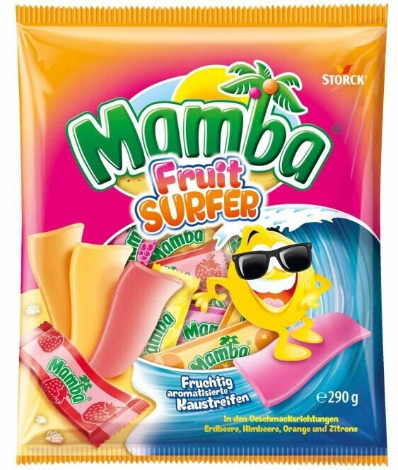Bild von Mamba Fruit Surfer – 1 x 290g – Leckere Kaustreifen mit Fruchtgeschmack – In vier verschiedenen Sorten