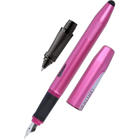 Bild von ONLINE Schreiblern-Füller und Rollerball Switch Starter Set Pink, Anfänger-Feder für Rechtshänder, ergonomischer Tintenpatronen-Roller für Schüler, Stylus-Tip, inkl. Standard-Tintenpatronen