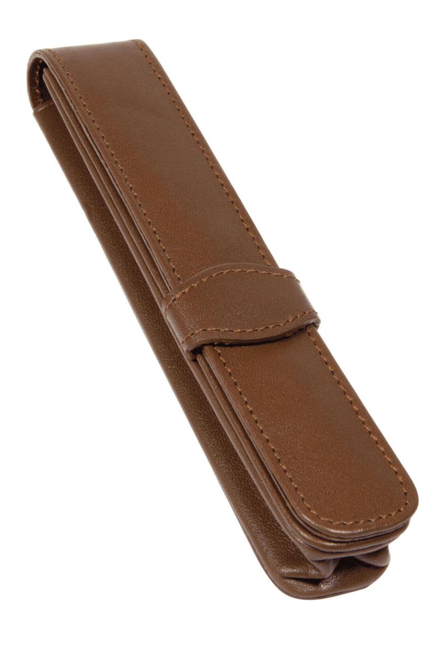 Bild von ONLINE Classic Lederetui für einen Stift I Braunes Stifteetui mit Stecklasche für Schreibgeräte aller Marken I Echtleder I Kugelschreiber-Etui, Füller-Etui, Schreib-Etui I 14,5x 2,5x 2,5 cm (LxBxH)