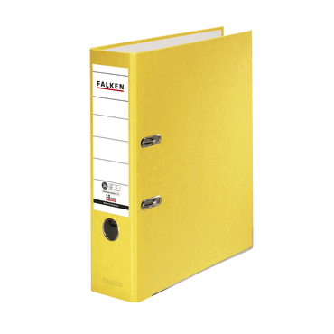 Bild von Original Falken Recycolor Umwelt-Ordner Öko. Made in Germany. Farbiger Papierbezug außen 8 cm breit DIN A4 gelb Ringordner Aktenordner Briefordner Büroordner Pappordner CO2-Neutral Blauer Engel