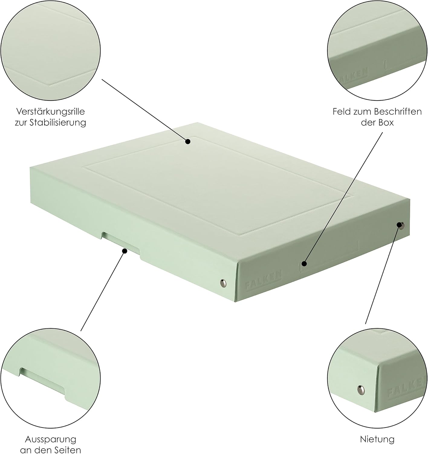 Bild von Original Falken PureBox Pastell. Made in Germany. 40 mm hoch DIN A4 gelb. Aufbewahrungsbox mit Deckel aus stabilem Karton Vegan Geschenkbox Transportbox Schachtel Allzweckbox