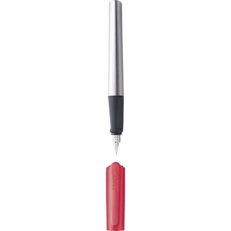 Bild von Lamy nexx neoncoralred Füller - Füllhalter mit rutschfestem Griff & polierter Stahlfeder in Strichbreite A - dreieckiges Gehäuse aus Aluminium - inkl. Tintenpatrone T 10 blau - Rechtshänder
