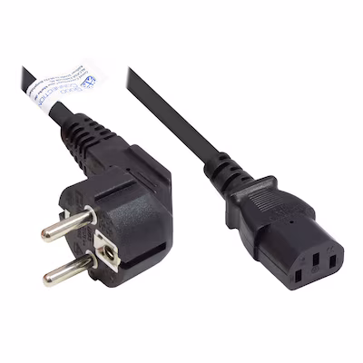 Bild von Good Connections Netzkabel - 5 m - Schutzkontakt-Stecker Typ E+F (CEE 7/7, gewinkelt) an C13 Kaltgerätebuchse (gerade) - KUPFERLEITER CU - 1,00 mm² - KALTGERÄTE-Kabel für PC, Monitor, u.v.m. - SCHWARZ