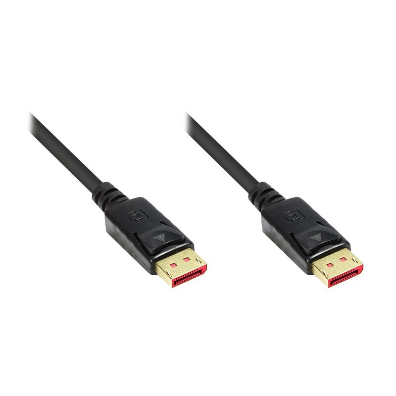 Bild von DisplayPort 1.4 Kabel - 8K @60 Hz / 4K @240 Hz / 144 Hz - 32,4 Gbit/s - Premium - KUPFERLEITER - vergoldete Stecker mit Verriegelung/Arretierung, 3-Fach Schirmung - SCHWARZ - 1 m