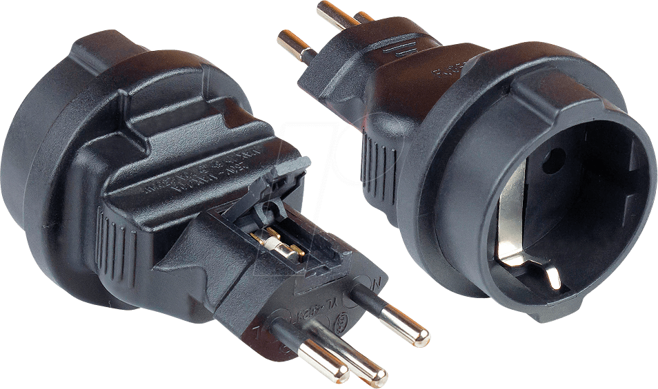 Bild von Good Connections Stromadapter Schweiz Netz-Stecker (SEV1011, gerade) an Schutzkontakt-Buchse Typ F, SEV - Reiseadapter/Steckdosenadapter/Netzadapter - SCHWARZ, PA-6002S