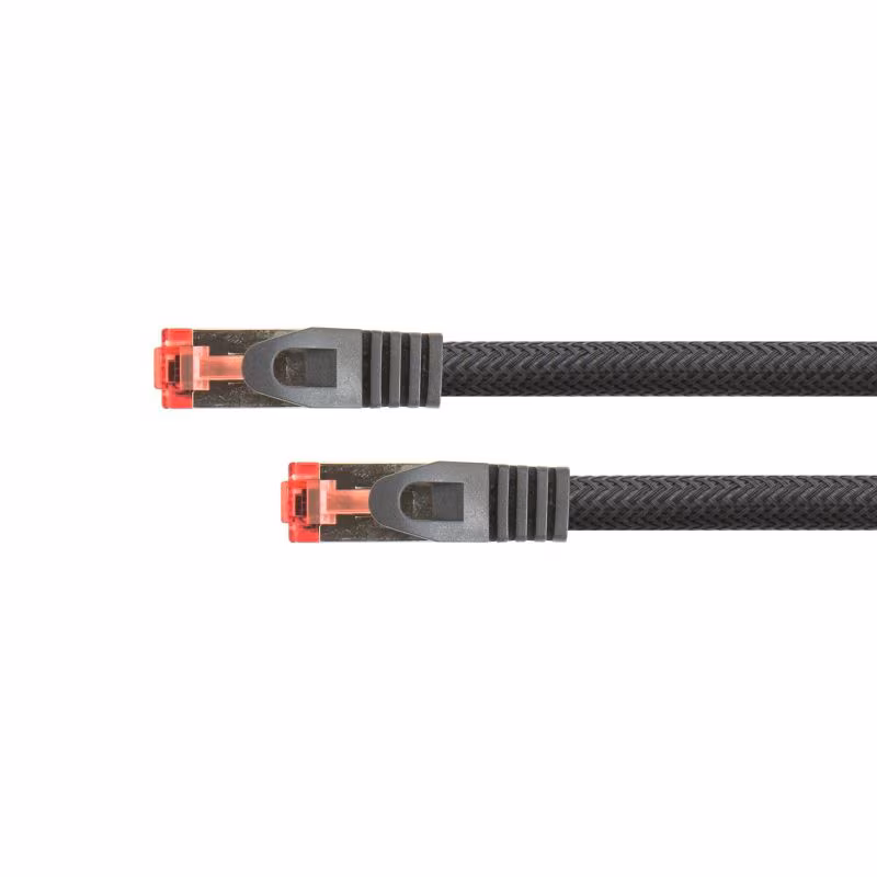 Bild von Python RNS Patchkabel mit Rastnasenschutz und Nylongeflecht, Cat. 6, S/FTP, PiMF, PVC, 250MHz, OFC, schwar (S/FTP, CAT6, 20 m), Netzwerkkabel