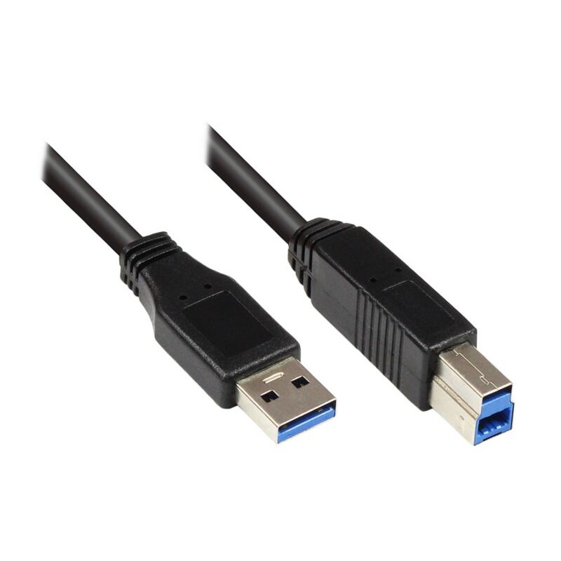 Bild von Good Connections USB-A an USB-B 0,5m schwarz (0.50 m, USB 3.2 Gen 1), USB Kabel