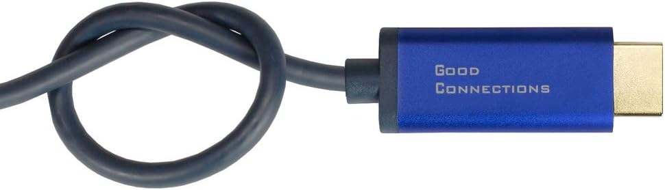 Bild von Good Connections® SmartFLEX DisplayPort 1.4 an HDMI 2.0 Kabel - 4K UHD @60Hz RGB / 4:4:4 - KUPFERLEITER, Aluminiumgehäuse - HOCHFLEXIBEL - dunkelblau - 1 m