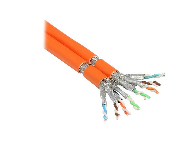 Bild von Good Connections Cat.7 Verlegekabel - DUPLEX - reines Kuper (OFC) - 10-Gigabit-fähig (10/100/1000/10000-Base-T Ethernet Netzwerke) - S/FTP, PiMF, AWG23, FRNC-B - Netzwerk-, Installationskabel, orange,