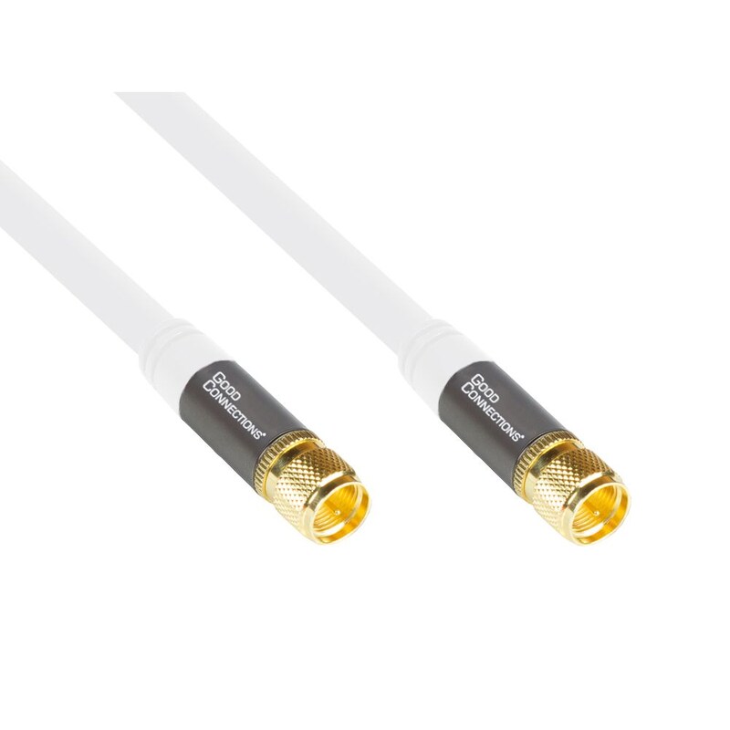 Bild von SAT Antennenkabel SmartFLEX, F-Stecker an F-Stecker, vergoldet, vierfach geschirmt, Schirmmaß 120dB, weiß, 15m, Good Connections® (GC-M2088)