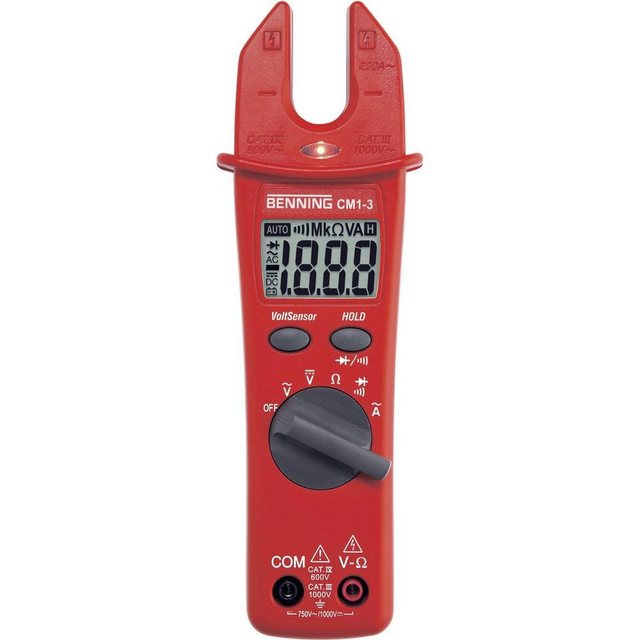 Bild von Digital-Stromzange Cat IV 600 V. 200 A AC. Spannung. 20 Mohm. Durchgang. Diode. Voltsensor. Zange max. 16 mm. Inklusive Zubehör.