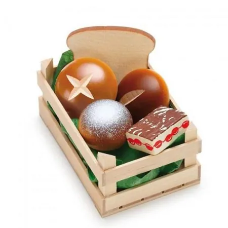Bild von Erzi 28237 Sortiment Backwaren, klein aus Holz, Kaufladenartikel für Kinder, Rollenspiele