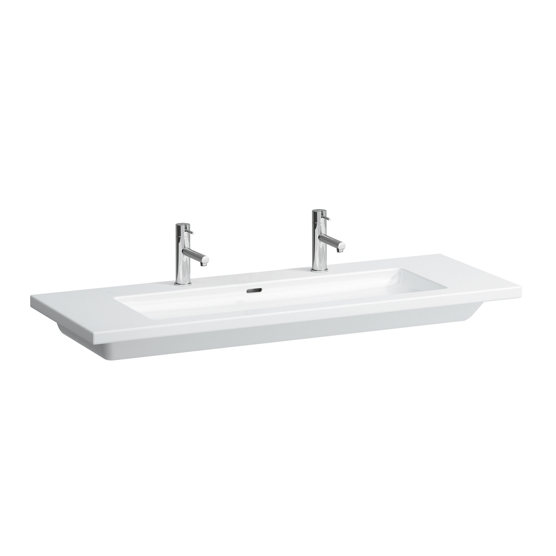 Bild von Laufen Living Square Waschtisch, unterbaufähig, 2 Hahnlöcher, mit Überlauf, 1300x480, weiß - H8164360001071
