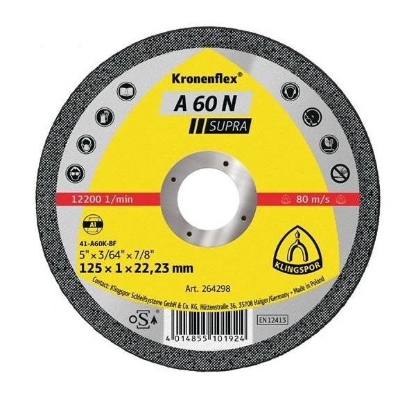 Bild von Klingspor, Sägeblatt, Trennscheibe A 60 N Supra D125x1mm gerade Aluminium Bohrung 22,23 mm