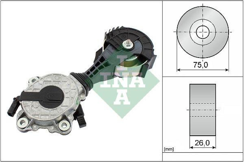 Bild von INA Riemenspanner, Keilrippenriemen  75mm für MINI PEUGEOT CITROËN VAUXHALL OPEL BMW 11287598831 V759883280 11287571013 534 0425 10