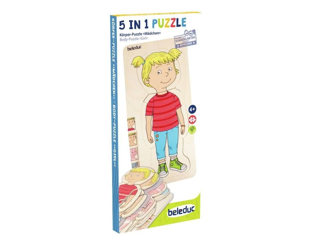 Bild von Beleduc Lagen-Puzzle Dein Körper Mädchen, Extra Folie mit Darstellung des Blutkreislaufes, Anatomie Puzzle aus Holz, ab 4 Jahren
