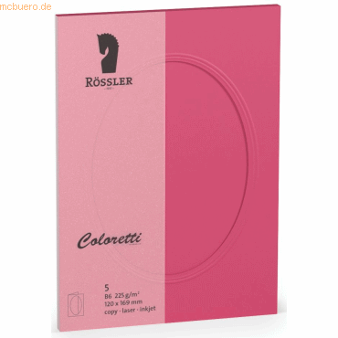 Bild von 10 x Rössler Passepartoutkarte Coloretti B6 oval VE=5 Stück Pink