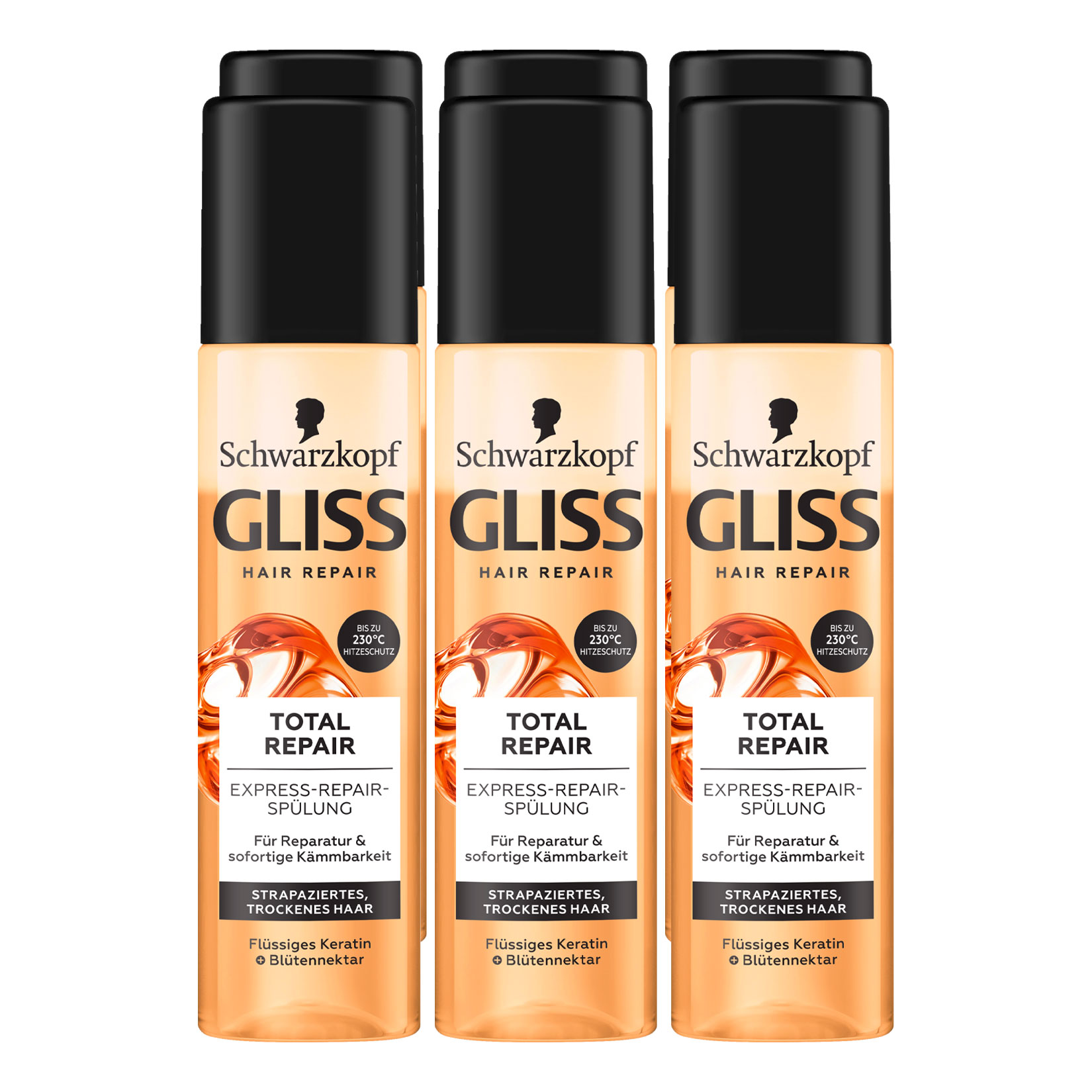Bild von Gliss Express-Repair-Spülung Total Repair (200 ml), Haarspülung sorgt für sofortige Kämmbarkeit und Schutz vor Haarbruch, Pflegespülung mit Hitzeschutz bis zu 230 °C