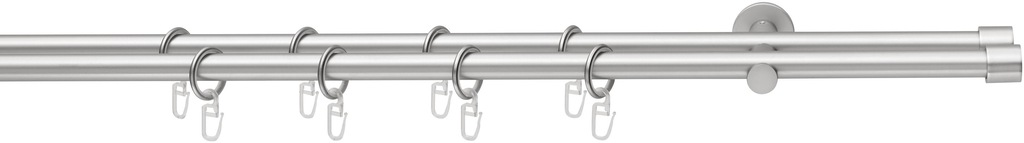 Bild von Gardinenstange GOOD LIFE "CAP" Gr. 1, grau (chromfarben), L:100cm Ø:16mm, Metall, Kunststoff, Gardinenstangen, mit Ringen