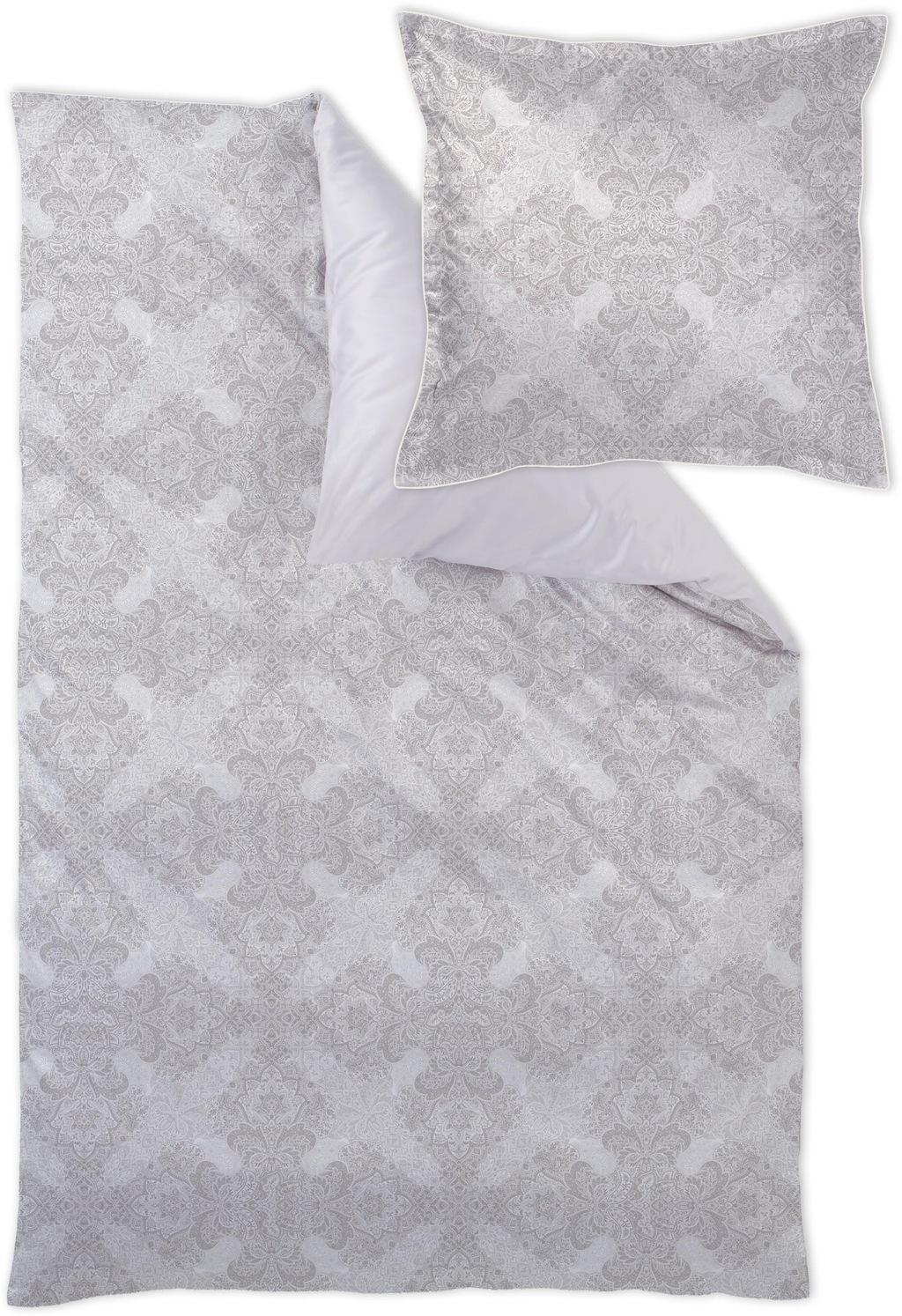 Bild von Curt Bauer Bettwäsche Mako-Brokat-Damast Shirley taupe 155 cm x 220 cm, Bettbezug Kopfkissenbezug Set kuschelig weich hochwertig