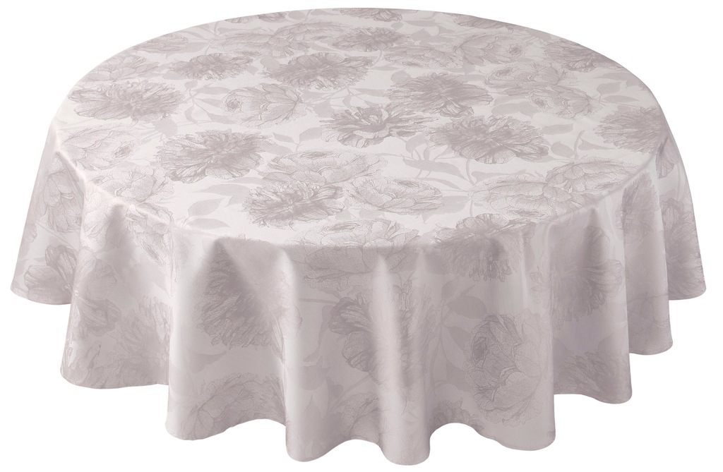 Bild von Curt Bauer Tischdecke "3458 Diana, rund, mit filigran gezeichneten Pfingstrosen", (1 St.), aus 100% Baumwolle, merzerisiert, Damast-Tischwäsche