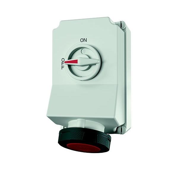 Bild von Mennekes (Unternehmen) 101100012 Grundlagen CEE mit Schalter und ineinander greifenden, Steckdose, 400 V, 50–60 Hz, 63 A, 5-polig, IP 67, 3 Paket, rot