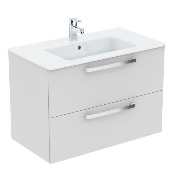 Bild von Ideal Standard Waschtisch/Möbel-Paket EUROVIT, 815x450x565mm, Weiß / Hgl.weiß lackiert, K2978WG