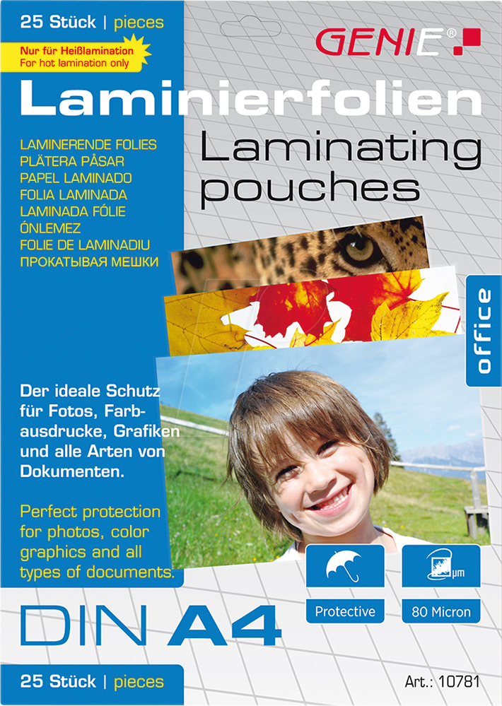 Bild von Genie, Laminierfolie, Laminierfolien DIN (A4, 25 Stück, 80 µm)