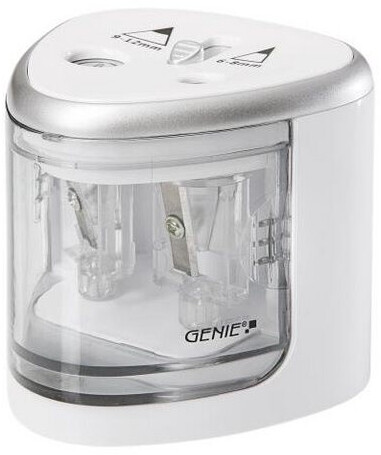 Bild von Genie PS 120 elektrischer Bleistiftspitzer, geeignet für alle Bleistifte, Wachsmalstifte & Eyeliner in Standardgröße, Doppelspitzer Stifte von 6-8 mm (Normal) & 9-12 mm (Jumbo), weiß