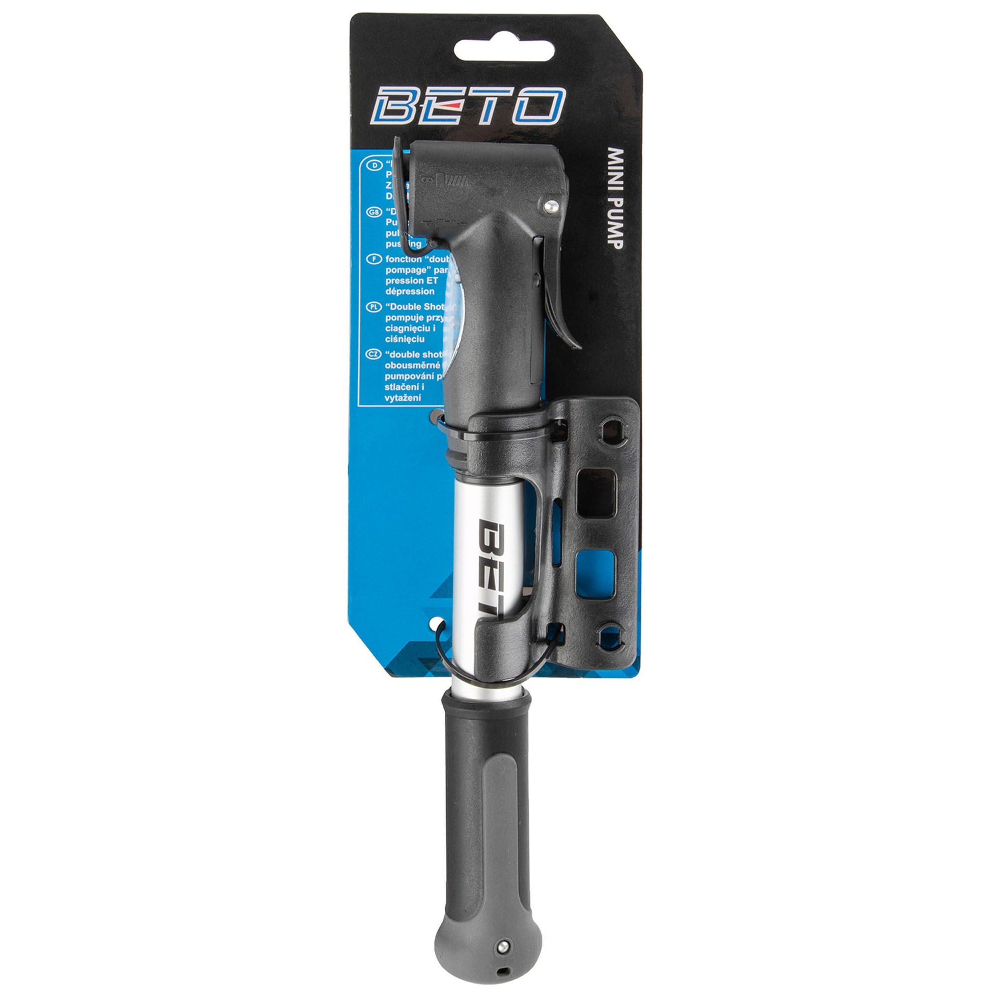 Bild von Beto Minipumpe Double-HxS (2-tlg., mit Halterung), Fahrradpumpe Luftpumpe Fahrrad AV/DV/FV Minipumpe Fahrradluftpumpe