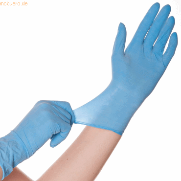 Bild von 10 x HygoStar Latex-Handschuh Skin gepudert M 24cm blau VE=100 Stück
