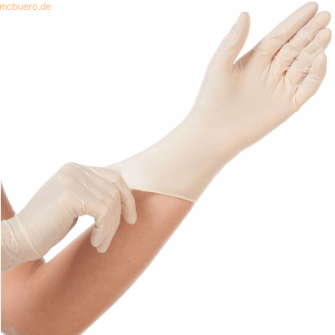 Bild von 10 x HygoStar Latex-Handschuh Grip puderfrei XS 24cm weiß VE=100 Stück