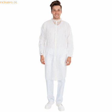 Bild von Hygonorm Besucherkittel"light", weiß, PP-Vlies 30gr/m², Druckknöpfe, M